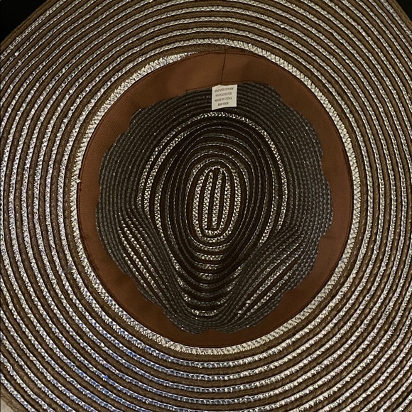 Tan and Silver Colored 50% Paper Straw and 50% Polyester Hat - Picture 4 of 11